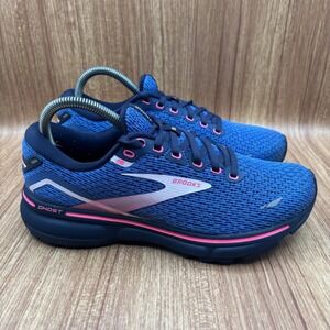 Brooks Ghost 15 Running Shoes Blue Pink Women 8.5 Medium B Neutral 1203801B469